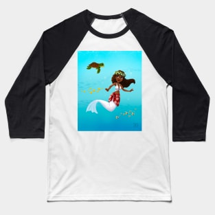 Tropical Polynesian Mermaid Baseball T-Shirt